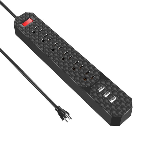 Poweradd 6Outlet Surge Protector 3 USB Ports Power Strip With 6feet