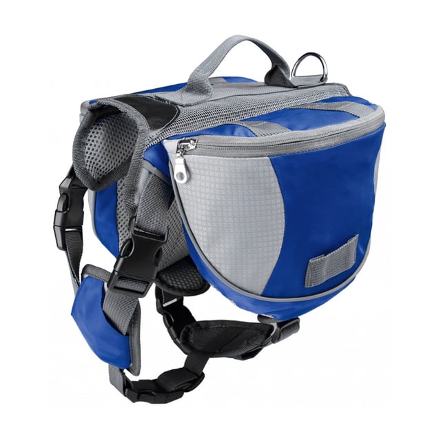 Billuyoard Bolsa de sillín de tela Oxford para mascotas, mango de elevación de repuesto reutilizable portátil, alforja ajustable reflectante Suministros para perros Azul S