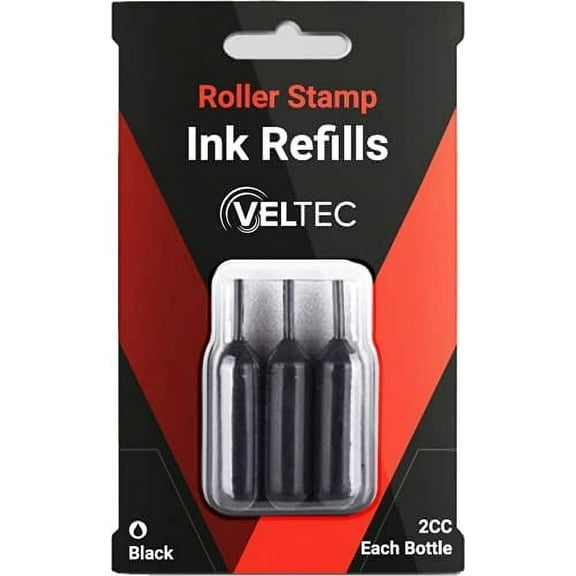 Veltec Roller Stamp Refill Ink for Identity Protection Stamps (3 Pack)
