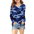 thumbnail image 5 of Ugoldhm Girls Long Sleeve Tees Camouflage Print V Neck Casual Tops Fall Long Sleeve Kids Shirts, 5 of 8