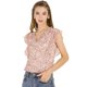 thumbnail image 1 of INSPIRE CHIC Blusa floral de gasa con mangas casquillo y volantes con cuello en V y volantes para mujer Rosa S, 1 of 6