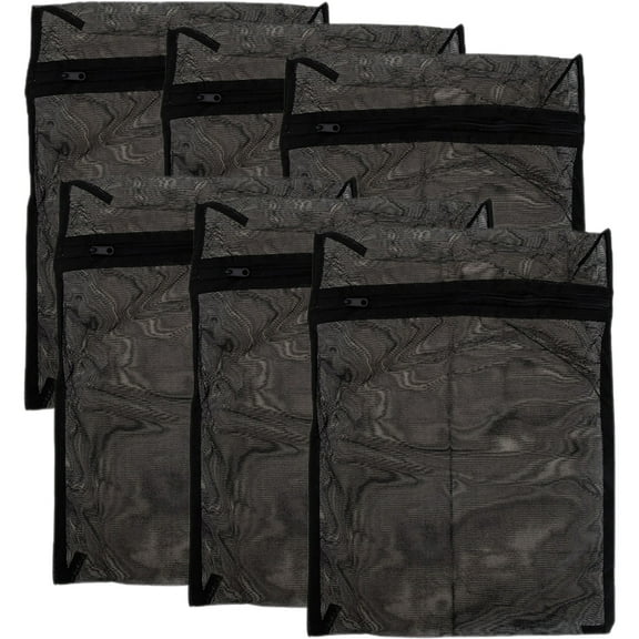 COSMOBETTY Machine Washable Black Polyester Laundry Bag for Travel 6Pcs