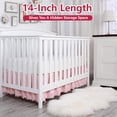 thumbnail image 4 of Ruffled Crib Skirt with Pompoms:Crib Bed Skirt with 14" Drop,Mini Crib Bedding Toddler Skirt,Baby Crib Accessories for Baby Boys Girls,28" X 52" (Pink), 4 of 7