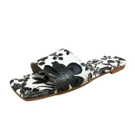

WANYNG Fashion Spring And Summer Women s Slippers Flat Flower Embroidered Lightweight Comfortable Beach Shoes Womens Boot Slippers Size 10 Womens Wool Slippers 41792