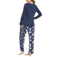 thumbnail image 4 of Xmarks Women's Pajamas Set Long Sleeve Sleepwear Top with Floral Printed Pants 2 Pieces Cozy Loungewear Pj Set, S-2XL, 4 of 6