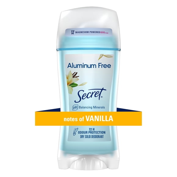 Secret Aluminum Free Deodorant for Women, Vanilla, 68g