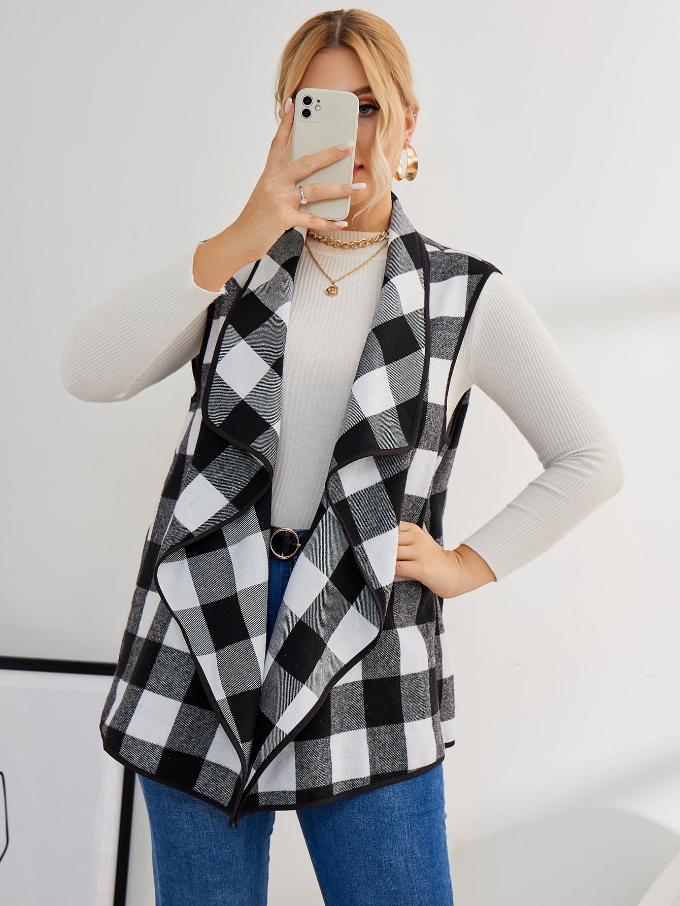 Women's Plus Buffalo Plaid Waterfall 