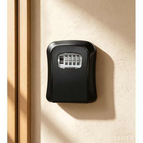 Key Lock Box – 4-Digit Combination Wall Mount Portable Storage Locker, Holds Up to 5 Keys, Black, for Office and Personal Use