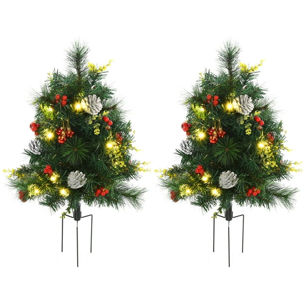 22.5in Christmas Tree 2Pack Outdoor PreLit Artificial Pine