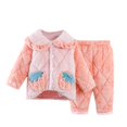 thumbnail image 1 of Bowake Pajama Set For Girls Thick Fuzzy Buttons Down Sleepwear Set Toddler Fall Winter Loungewear Set, 1 of 6