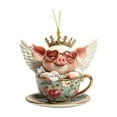 thumbnail image 1 of TIMIFIS Acrylic Tags, Cute Angel Piglet and Angel Raccoon Key Pendant Ornament Home Decor, 1 of 5