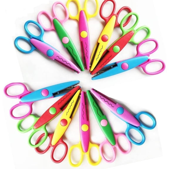 Pack of 12 Mixed Asscorted Color Paper Creative Craft Decorative Wave Lace Edge Edging Scissors 5IN