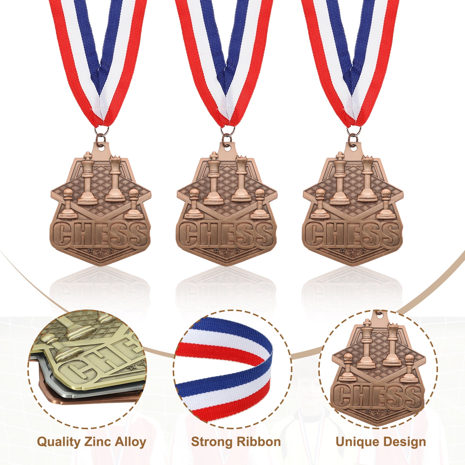 Uxcell Tournament Table Award Medals with Ribbons, Winner Medals Prizes for Competitions Sports Party Red