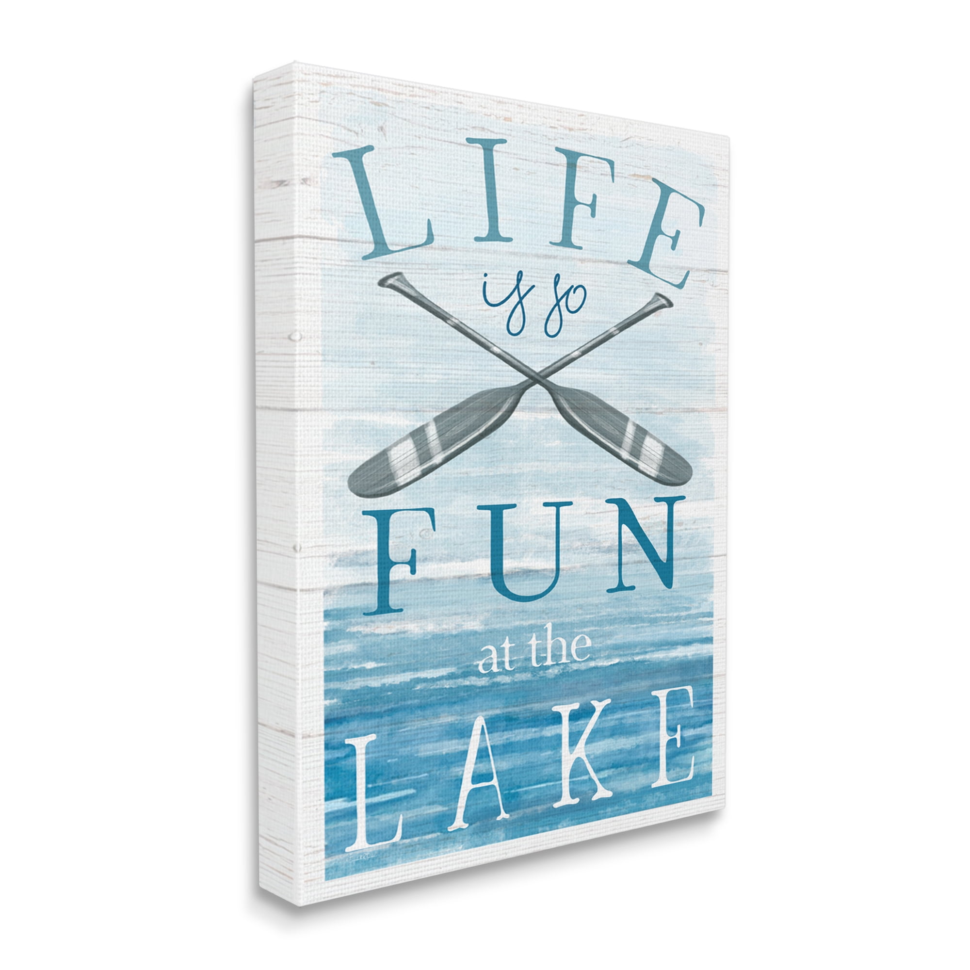 Stupell Industries Fun at Lake Phrase Crossed Ores Water Design Graphic Art Gallery Wrapped Canvas Print Wall Art, Design by Elizabeth Tyndall