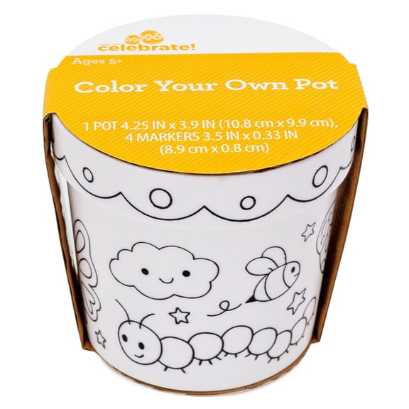 Color Your Own Caterpillar Pot, 4.25", 5 Pieces, Easter by Way To Celebrate