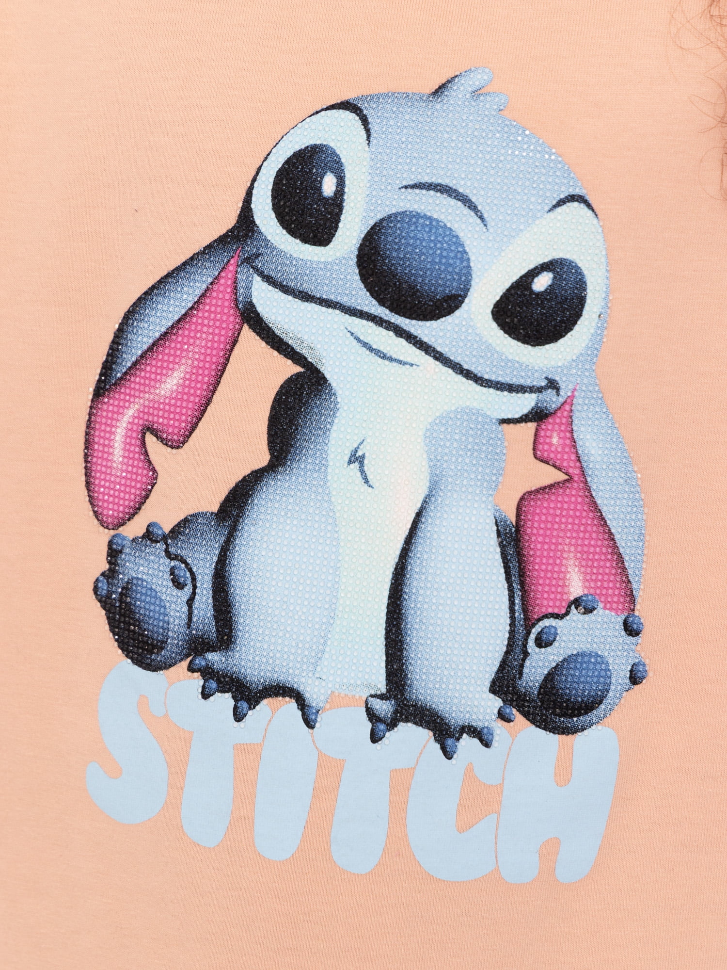 Stitch Girls Embellished Graphic Tee with Short Sleeves, Sizes 4-16