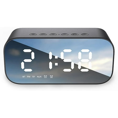 Digital Bluetooth Alarm Clock, Durable Mirror Dual Alarm Clock with Speaker