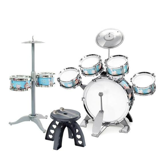 Batería Para Niños, Batería De Jazz Educativa De Alta Resistencia Para Niños, 7 Tambores, Vibración Uniforme Con Taburete Para Mayores De 3 Años