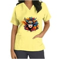 thumbnail image 2 of lcziwo Womens Mardi Gras Scrubs 2025 Spring Scrub Tops Carnival Funny Graphic Shirts Casual V Neck Medical Nursing Uniforms with Pockets Yellow XL Weekly Prime, 2 of 6