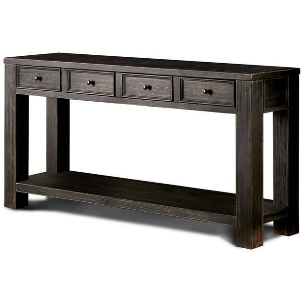 Furniture of America Denver Rustic Sofa Table, Antique Black Walmart