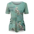 thumbnail image 3 of Blouses for Women Women's Short Sleeve Tunic Loose Tops Casual Plus Size Tops Pleated Tunic Button Down Casual Summer T-Shirts Women's Tops Dressy Shirts, 3 of 4