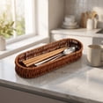 thumbnail image 5 of Hand-Woven Rectangular Rattan Look Kitchen Utensil Storage Basket, Flatware Caddy for Knives, forks and Spoons, Neat Organizer for Home Kitchen Tableware Sorting, 5 of 7