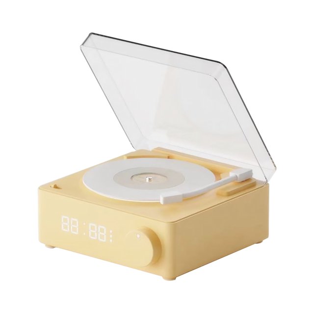 Mini Wireless Bluetooth Music Player Retro Vinyl Shape Bluetooth Speaker Alarm Clock Portable Speaker with Alarm Clock Suitable for Travel Outdoor Home Office