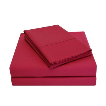 Superior Tierney Cotton Percale Deep Pocket Sheet Set, Twin, Burgundy