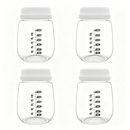 ACDANC 4Pcs Breast Pump Collection Bottles for Breast Pumps,6.Oz 180Ml Reusable Wide Neck Bottles with Collar and Sealing Disc,Replace for Bottle