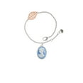 thumbnail image 2 of Delight Jewelry Silvertone Small Blue Oval Cameo - Rose Goldtone Leaf Delicate Bracelet, 6.25+1.75", 2 of 4