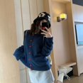 thumbnail image 1 of Mujer otoño moda amor botones Color sólido cuello redondo manga larga prendas de punto ropa de mujer coreano Casual tejido cárdigan abrigo, 1 of 5