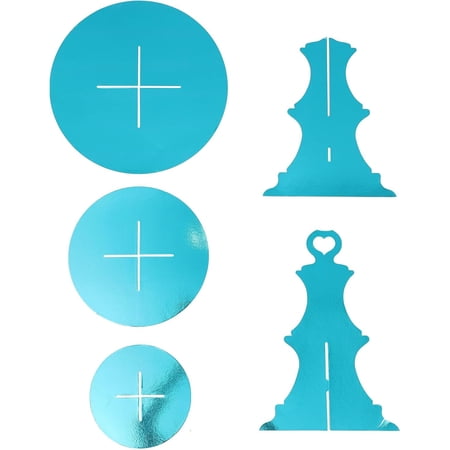 Disposable Paper 3-Tier Cake Stand Blue Stable Placement and Easy Assembly Biscuits and Dessert Display Stand with Three Layer Design for Parties