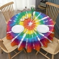 thumbnail image 3 of Colorful Rainbow Tie Dye Spiral Pattern Round Tablecloth 60"x60",Wrinkle Wipeable Table Cloth for Kitchen Dining Room Picnic Patio Party, 3 of 6