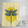 thumbnail image 4 of Retro Dragonfly Shower Curtain, 48" x 72", Inset Yellow Circles Modern Abstract Simple Waterproof Bathroom Curtain Washable Shower Curtain Set with 12 Hooks, 4 of 8
