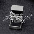 thumbnail image 5 of Peine de novia, joyería de perlas para mujer, joyería para el cabello nupcial, peine, joyería elegante para la cabeza de boda, 2,3x5,1 pulgadas brillar Electrónica, 5 of 5