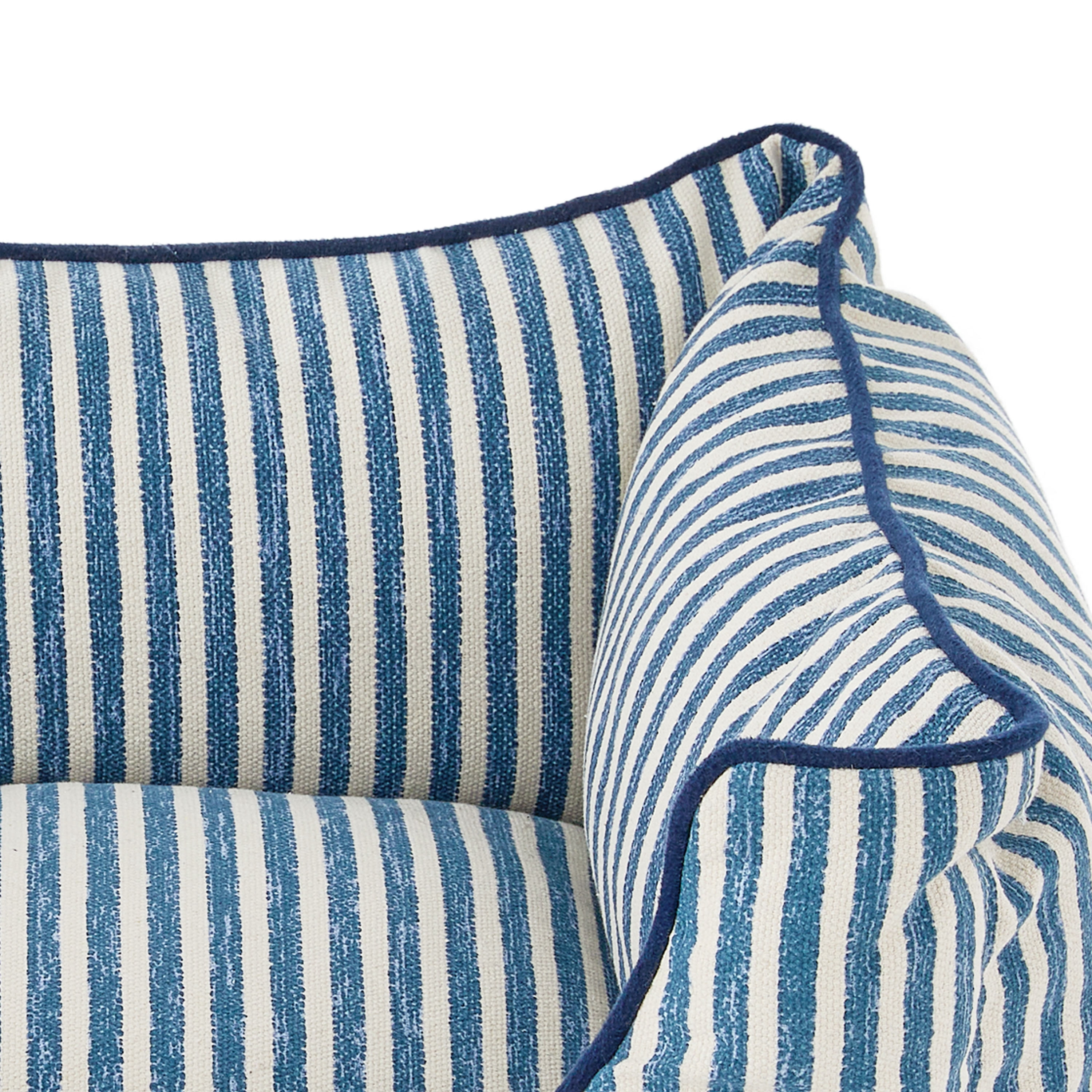 Vibrant Life Large High Wall Striped Dog Bed, Blue and Cream, 27" x 36"
