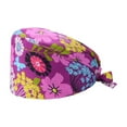 thumbnail image 1 of Shengyu Surgery Caps Doctors Adjustable Breathable Dull Polish Button Professional Chic Various Patterns Multifunctional Operating Hats Purple Flower, 1 of 7