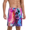thumbnail image 2 of Goofa Neon Skull With Milkshake Pattern Men's Pajama Short Sleep Shorts Soft Comfortable Breathable Pajamas Shorts with Pockets-4X-Large, 2 of 6