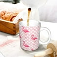 thumbnail image 3 of Yiaed Cute Flamingo with Heart Print Ceramics Coffee,Large Handle Design,Extra Large Tea and Coffee Cup for Office and Home Mugs, 3 of 6