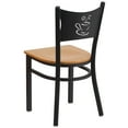 thumbnail image 4 of Flash Furniture HERCULES Series Black Coffee Back Metal Restaurant Chair - Natural Wood Seat, 4 of 7