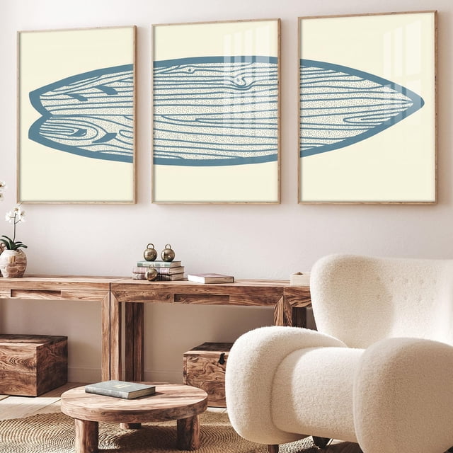 Lienzo decorativo ZZJYYC, tabla de surf, línea de acuarela azul, 40 x 60 cm