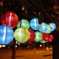 thumbnail image 5 of LINLIN Solar String Lights Lanterns, 19.5fts 30 LED Waterproof Outdoor Solar Lights Fabric Lantern Ball Solar Globle String Lights for Party Garden Yard Home Christmas Decoration, 5 of 9