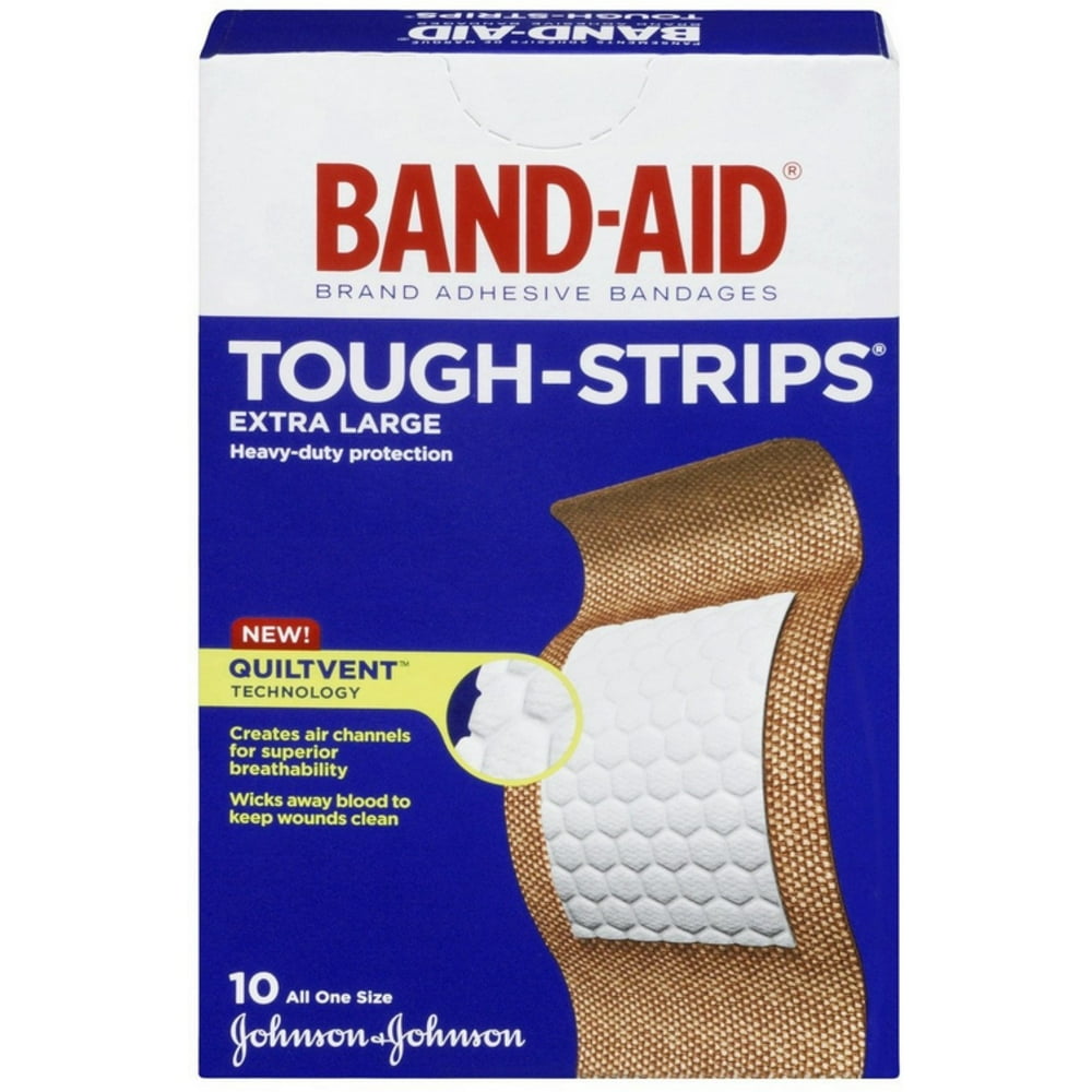 BANDAID ToughStrips Bandages, Extra Large 10 ea (Pack of 3) Walmart