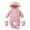 Pink, variant on XEGLSBU Toddler Snowsuit Waterproof Boys Snowsuits Winter Baby Jumpsuit with Hood and Collar Warm Romper for 0 24 Months Baby Snowsuit 3-6 Months Boys Pink Size 3-6 Months