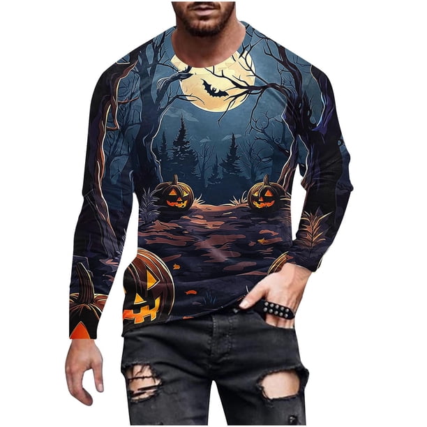 T-shirt d'Halloween pour femme, motif tête de rbis/automne/carnaval, Orange3., XXL T-shirt d'Halloween pour femme, motif tête de rbis/automne/carnaval, Orange3., XXL