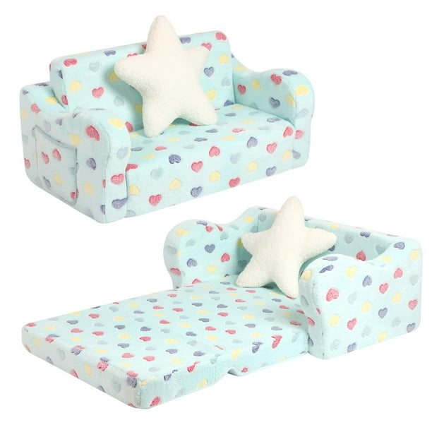 Sofá MOMCAYWEX para niños pequeños con asiento extra ancho con almohada en forma de estrella