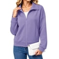 thumbnail image 3 of UVN Sweatshirts Jackets for Women Long Sleeve Lapel Zip Up Coats Ladies Trendy Fall Casual Outerwear Tops with Pockets, 3 of 9