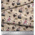 thumbnail image 2 of Soimoi Brown Cotton Voile Fabric Brush Stroke & Women Modern Style Print Fabric by the Yard 56 Inch Wide, 2 of 3