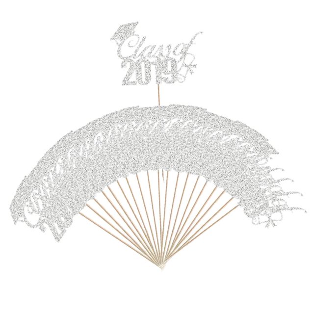 20 piezas de Decoración para tartas Macarena letras 2019 insertos plata