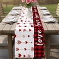 thumbnail image 5 of Valentine's Day Cotton Linen Table Runner for Dining Kitchen, Red Love Hearts Plaid Watercolor Wedding Outdoor Party Tablerunners Decoration, Dresser Scarf Coffee Tablecloth Runners 13x36 Inches, 5 of 8